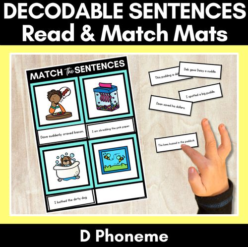 Resource preview 1 for D Phoneme Decodable Sentence Mats - Read & Match