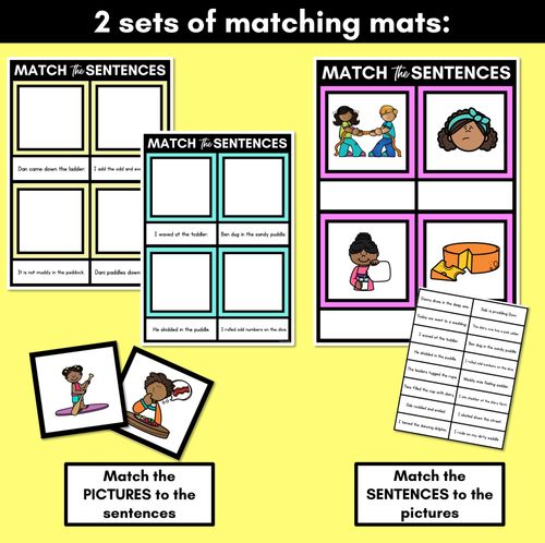 Resource preview 3 for D Phoneme Decodable Sentence Mats - Read & Match