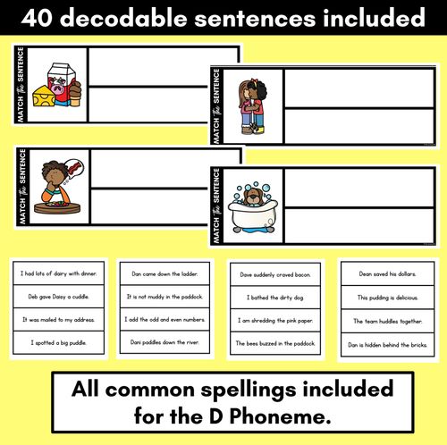 Resource preview 2 for D Phoneme Decodable Sentences - Read, Match & Write