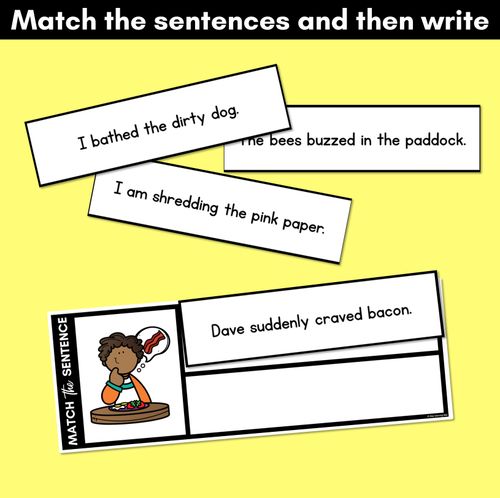 Resource preview 3 for D Phoneme Decodable Sentences - Read, Match & Write