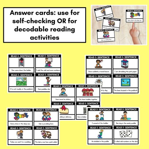 Resource preview 4 for D Phoneme Decodable Sentences - Read, Match & Write