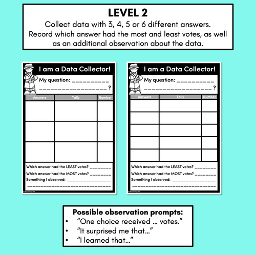 Resource preview 3 for I am a Data Collector - Open-ended data collection worksheets