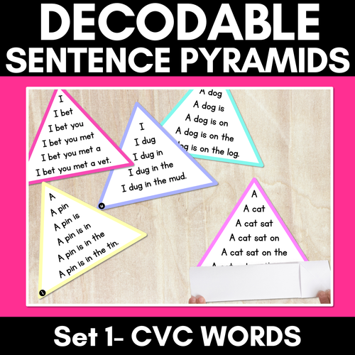 Resource preview 1 for Decodable CVC Sentences Pyramids - Phonics Fluency