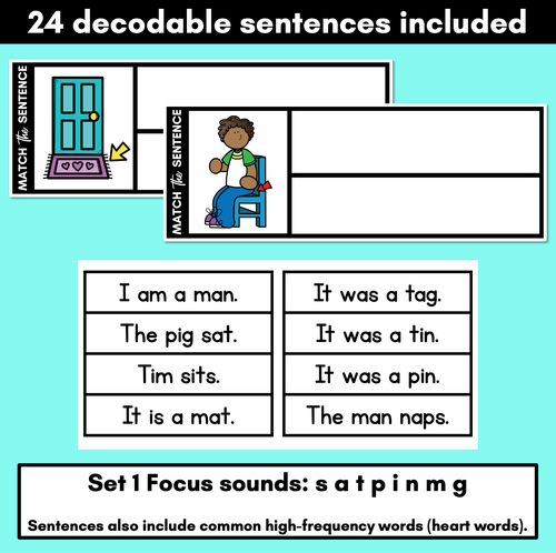 Resource preview 2 for Decodable CVC Sentences - Read, Match & Write Set 1 - CVC Words