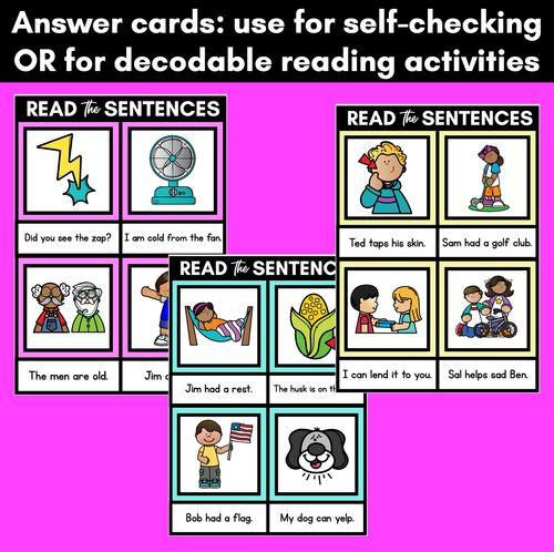 Resource preview 4 for Decodable CVC Sentences Mats - Read & Match Set 3 - CVC Words