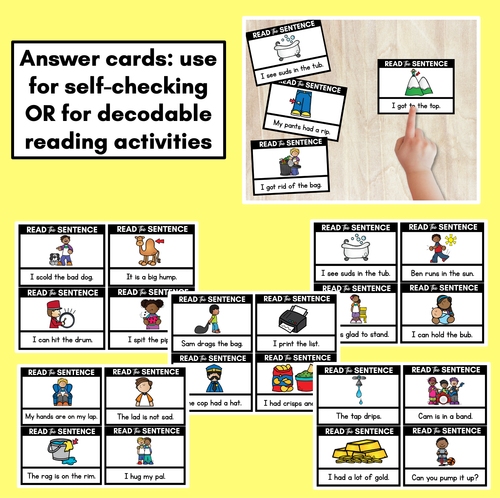 Resource preview 3 for Decodable CVC Sentences - Read and Match Set 2 - Kindergarten Phonics