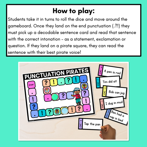 Resource preview 4 for Punctuation Pirates with Decodable CVC Word Sentences - Punctuation Intonation Game