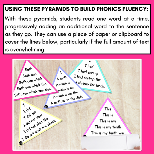 Resource preview 3 for CH SH TH WH WORDS - Decodable Sentences Pyramids - Phonics Fluency