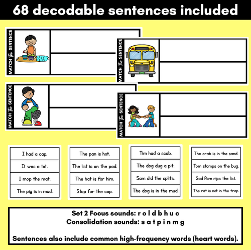 Resource preview 2 for Decodable CVC Sentences - Read, Match & Write Set 2 - CVC Words