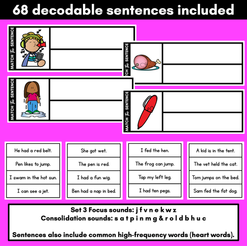 Resource preview 2 for Decodable CVC Sentences - Read, Match & Write Set 3 - CVC Words