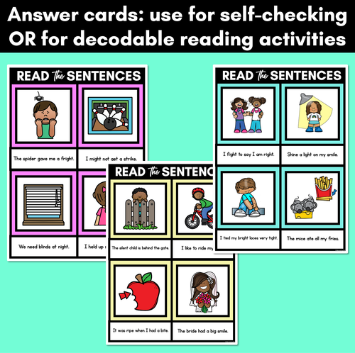 Resource preview 4 for Long Vowel I Decodable Sentences Mats - Read & Match