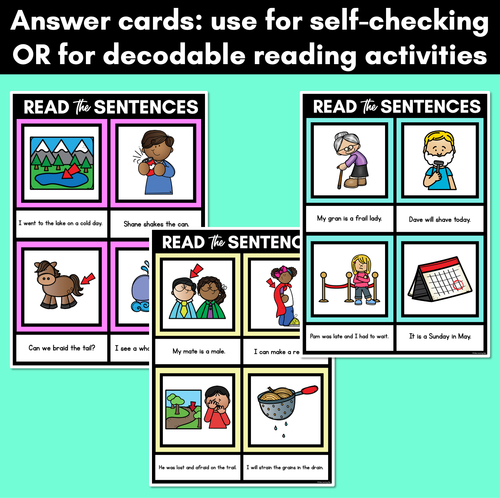 Resource preview 3 for Long Vowel A Decodable Sentences Mats FREEBIE - Read & Match