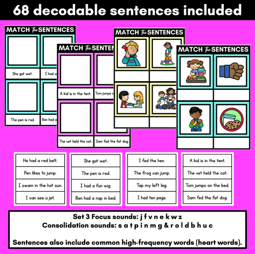 Resource preview 2 for Decodable CVC Sentences Mats - Read & Match Set 3 - CVC Words