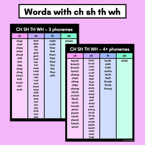 Resource preview 2 for Decodable Word Lists - Consonant Digraphs ch sh th wh ll ss ff zz zz qu ng + x