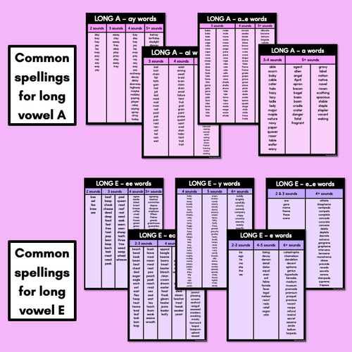 Resource preview 2 for Decodable Word Lists - Long Vowel Sound Word Lists