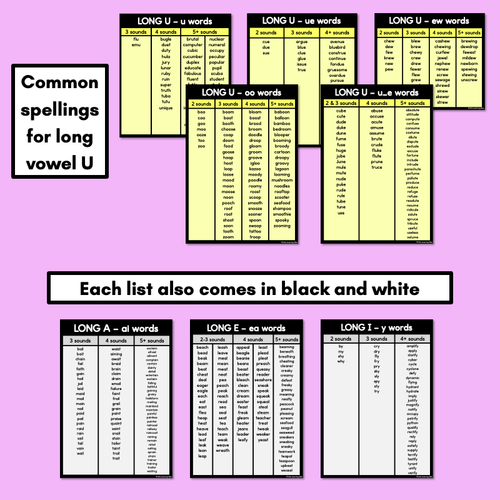 Resource preview 4 for Decodable Word Lists - Long Vowel Sound Word Lists