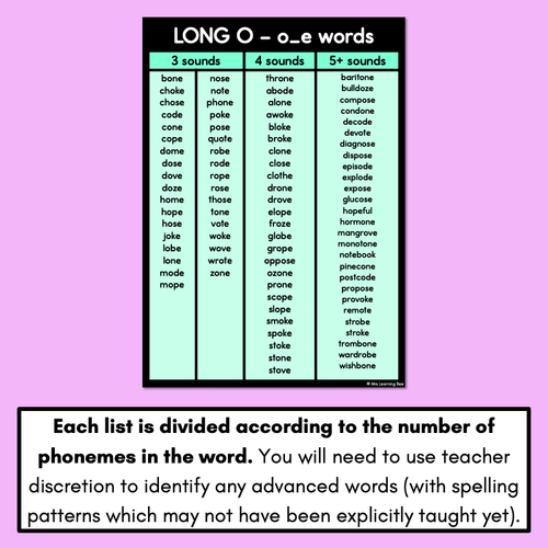 Resource preview 5 for Decodable Word Lists - Long Vowel Sound Word Lists