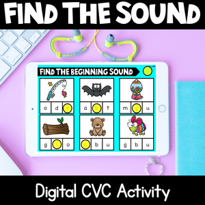 Digital Phonics Slides for CVC Words - Beginning, Middle & End Sounds