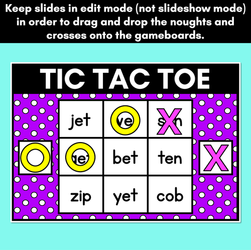 Resource preview 2 for DIGITAL TIC TAC TOE for CVC Words - Digital Phonics Activity for PowerPoint