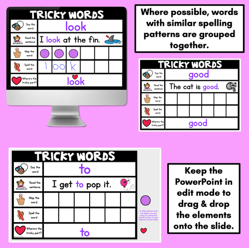 Resource preview 3 for High Frequency Heart Word Digital Practice Slides - INTERACTIVE - Set 1