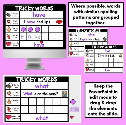 Resource preview 3 for High Frequency Heart Word Digital Practice Slides - INTERACTIVE - Set 2