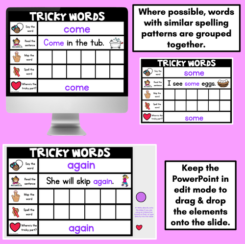 Resource preview 3 for High Frequency Heart Word Digital Practice Slides - INTERACTIVE - Set 3