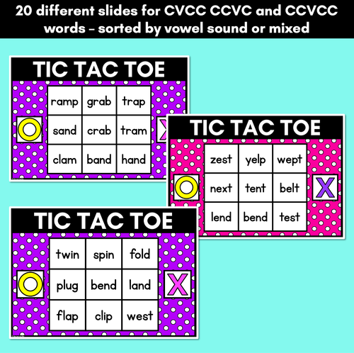 Resource preview 3 for DIGITAL TIC TAC TOE for CVCC CCVC CCVCC Words - Digital Phonics Activity for PowerPoint