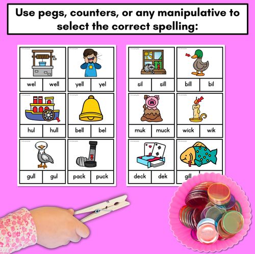 Resource preview 3 for Consonant Digraphs ll ff zz ss ck - FLOSS Rule Clip Cards