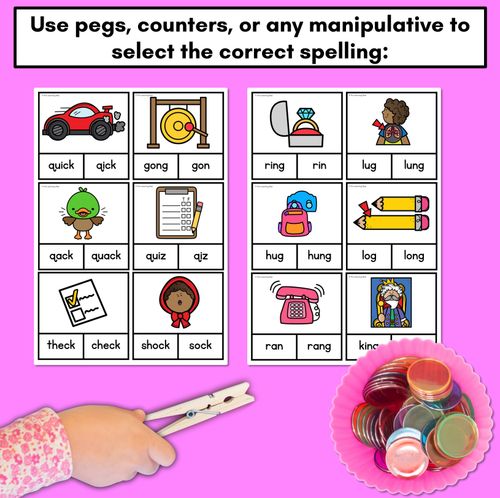 Resource preview 3 for Consonant Digraphs sh th ch wh qu ng - Phonics Clip Cards