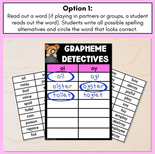 Resource preview 2 for Diphthong OI OY Words Game - OI OY Decodable Words Activity - Grapheme Detectives