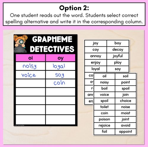 Resource preview 3 for Diphthong OI OY Words Game - OI OY Decodable Words Activity - Grapheme Detectives