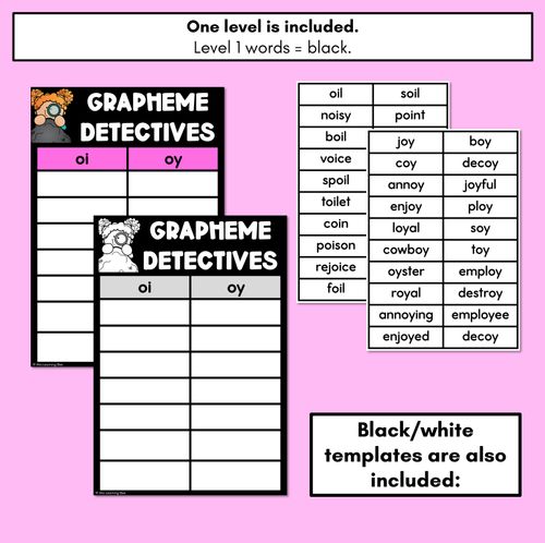 Resource preview 4 for Diphthong OI OY Words Game - OI OY Decodable Words Activity - Grapheme Detectives