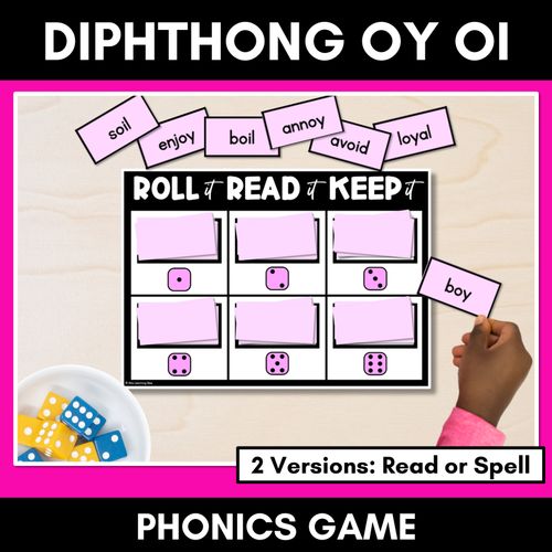 Resource preview 1 for DIPHTHONG OI OY PHONICS GAME - Roll It, Read It or Spell It, Keep It