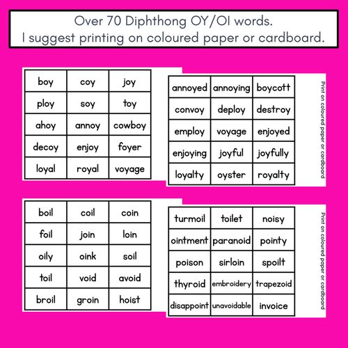 Resource preview 4 for DIPHTHONG OI OY PHONICS GAME - Roll It, Read It or Spell It, Keep It