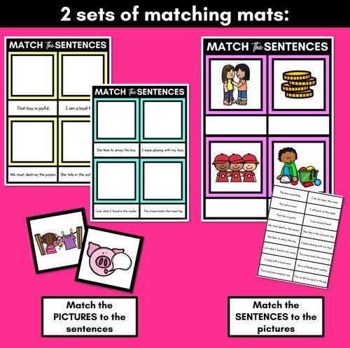 Resource preview 3 for OI Diphthong Decodable Sentence Mats - Read & Match