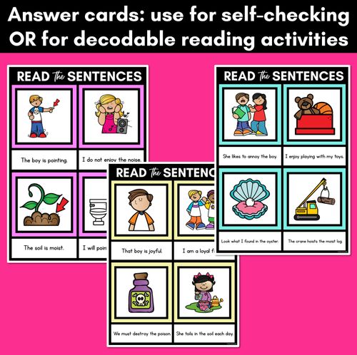 Resource preview 4 for OI Diphthong Decodable Sentence Mats - Read & Match