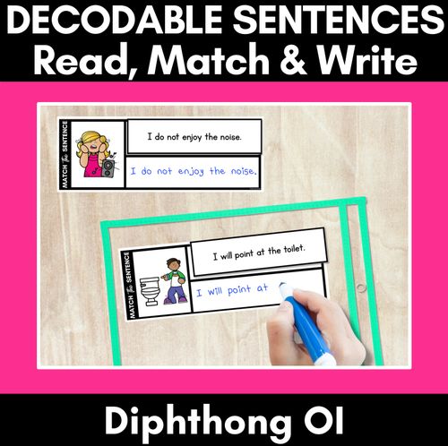 Resource preview 1 for OI Diphthong Decodable Sentences - Read, Match & Write