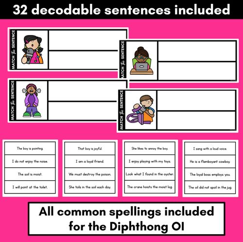Resource preview 2 for OI Diphthong Decodable Sentences - Read, Match & Write