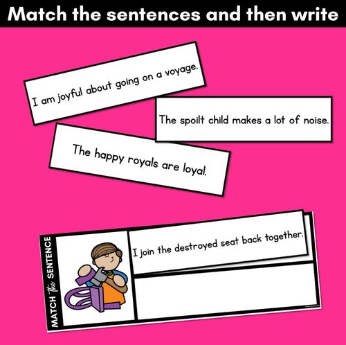Resource preview 3 for OI Diphthong Decodable Sentences - Read, Match & Write