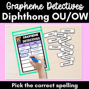 Diphthong OU OW Words Game - OU OW Decodable Words Activity - Grapheme Detectives