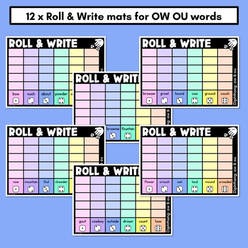 Resource preview 2 for ROLL & WRITE PHONICS ACTIVITY MATS - DIPHTHONG OU OW Words