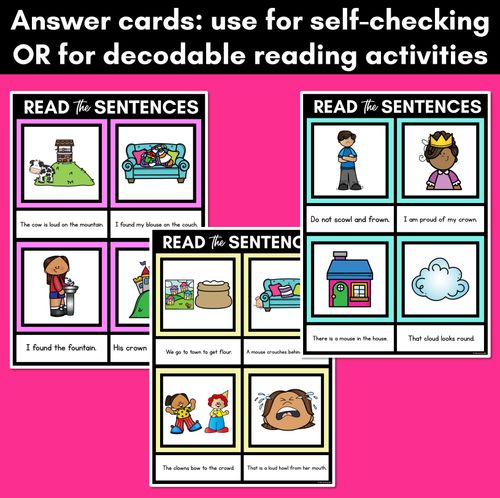 Resource preview 4 for OW Diphthong Decodable Sentence Mats - Read & Match