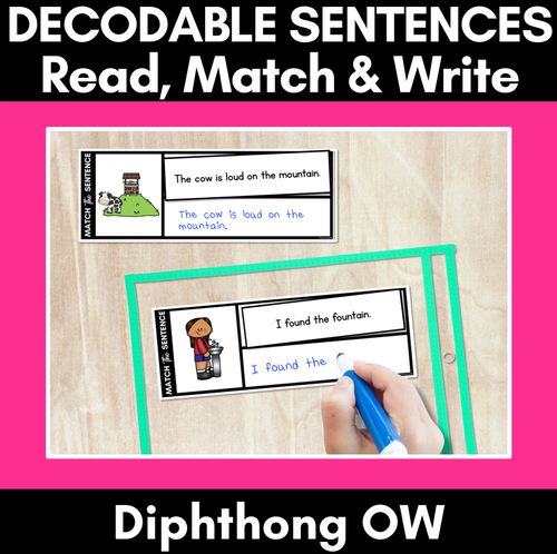 Resource preview 1 for OW Diphthong Decodable Sentences - Read, Match & Write