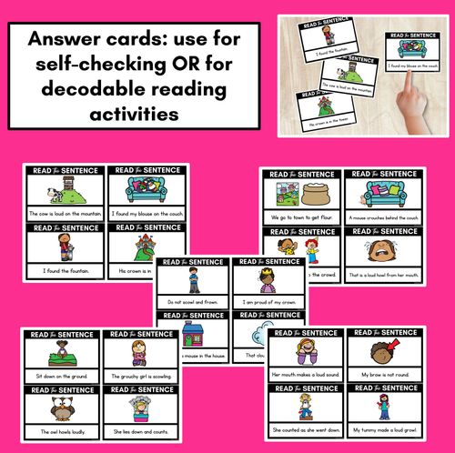 Resource preview 4 for OW Diphthong Decodable Sentences - Read, Match & Write