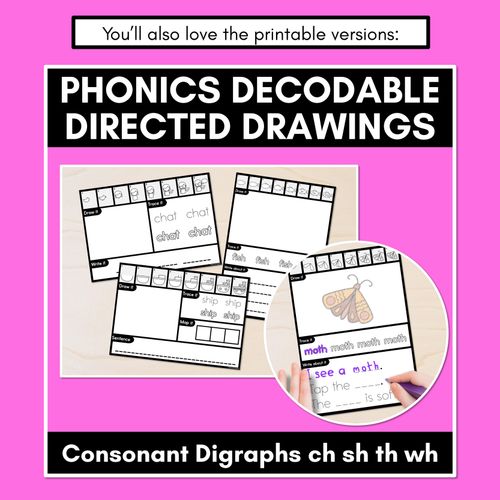 Resource preview 4 for DIGITAL PHONICS DECODABLE DIRECTED DRAWINGS - Consonant Digraphs CH TH SH WH