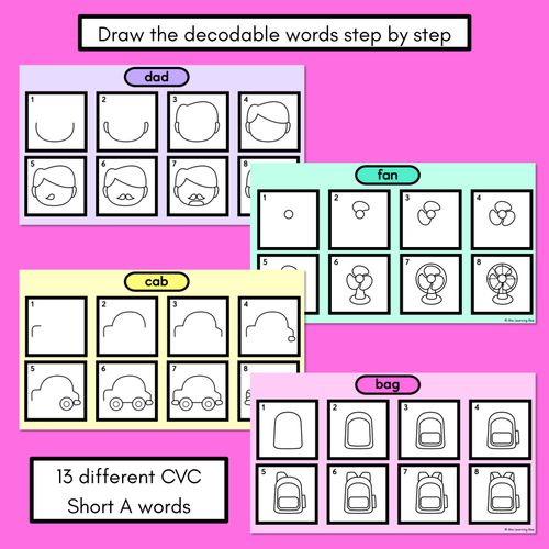 Resource preview 2 for DIGITAL PHONICS DECODABLE DIRECTED DRAWINGS - CVC Words Short A