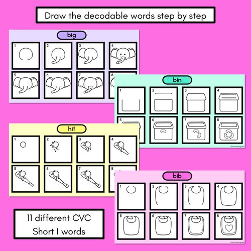 Resource preview 2 for DIGITAL PHONICS DECODABLE DIRECTED DRAWINGS - CVC Words Short I