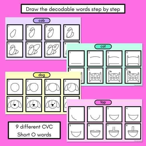 Resource preview 2 for DIGITAL PHONICS DECODABLE DIRECTED DRAWINGS - CVC Words Short O