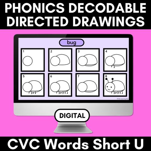 Resource preview 1 for DIGITAL PHONICS DECODABLE DIRECTED DRAWINGS - CVC Words Short U