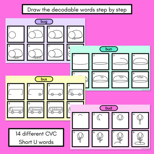 Resource preview 2 for DIGITAL PHONICS DECODABLE DIRECTED DRAWINGS - CVC Words Short U